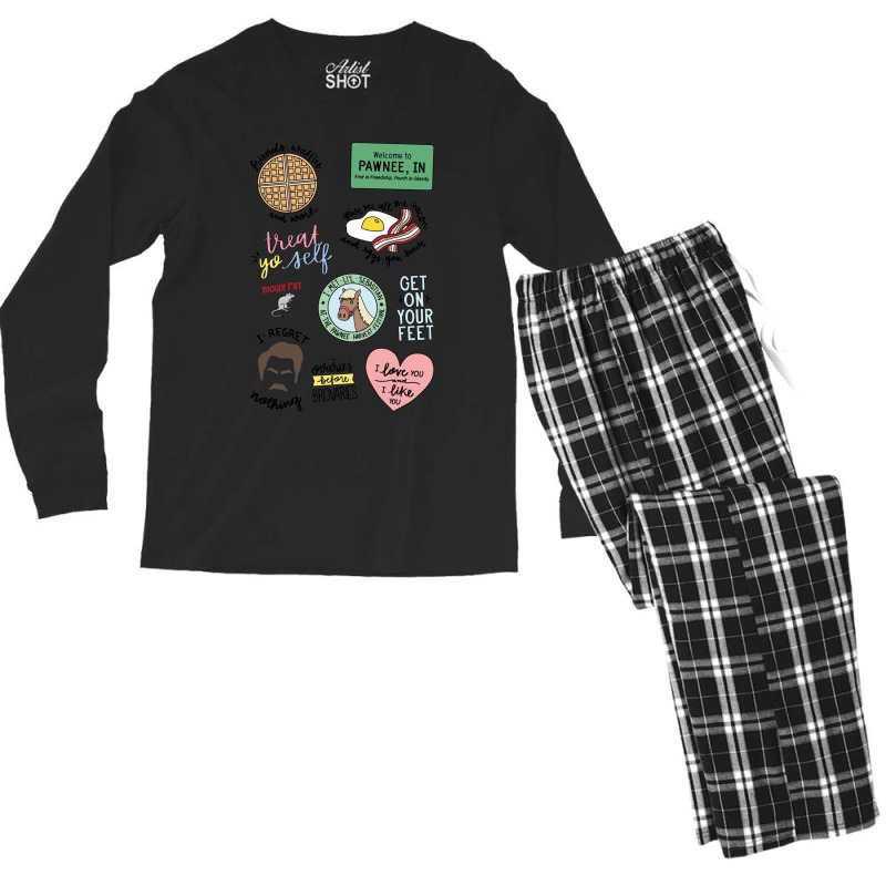 Parks And Recreation Tv Show Art Tote Bag Men's Long Sleeve Pajama Set by cm-arts | Artistshot