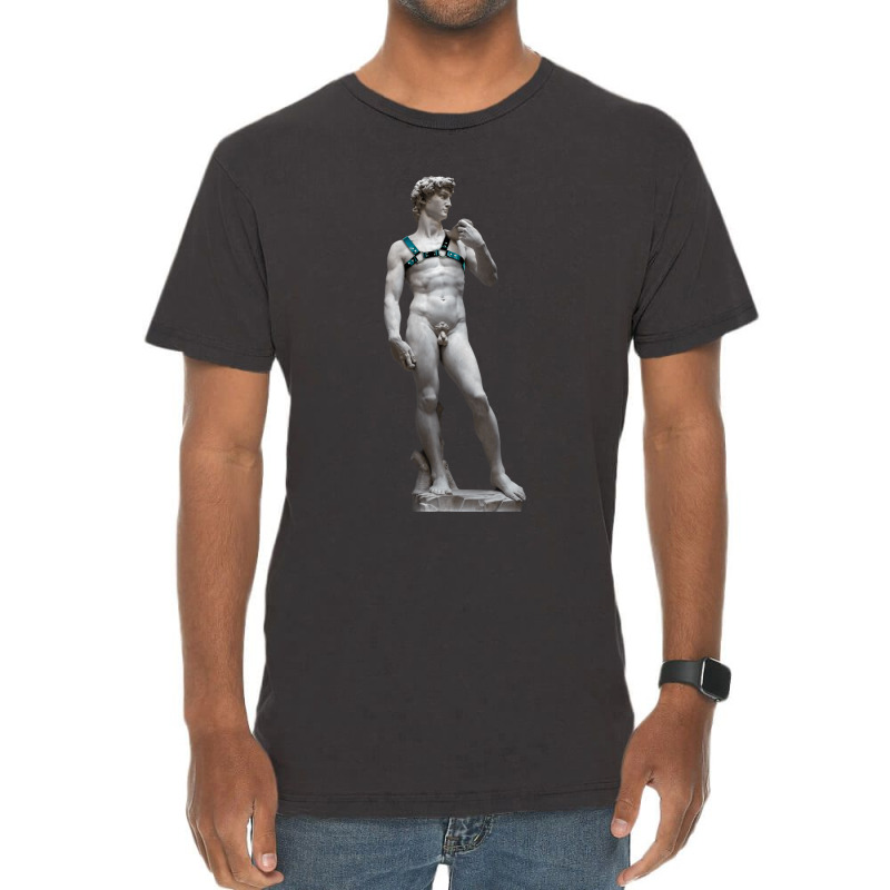 Michelangelo David Leather Harness Sculpture Art Male Statue Torso Vintage T-shirt | Artistshot