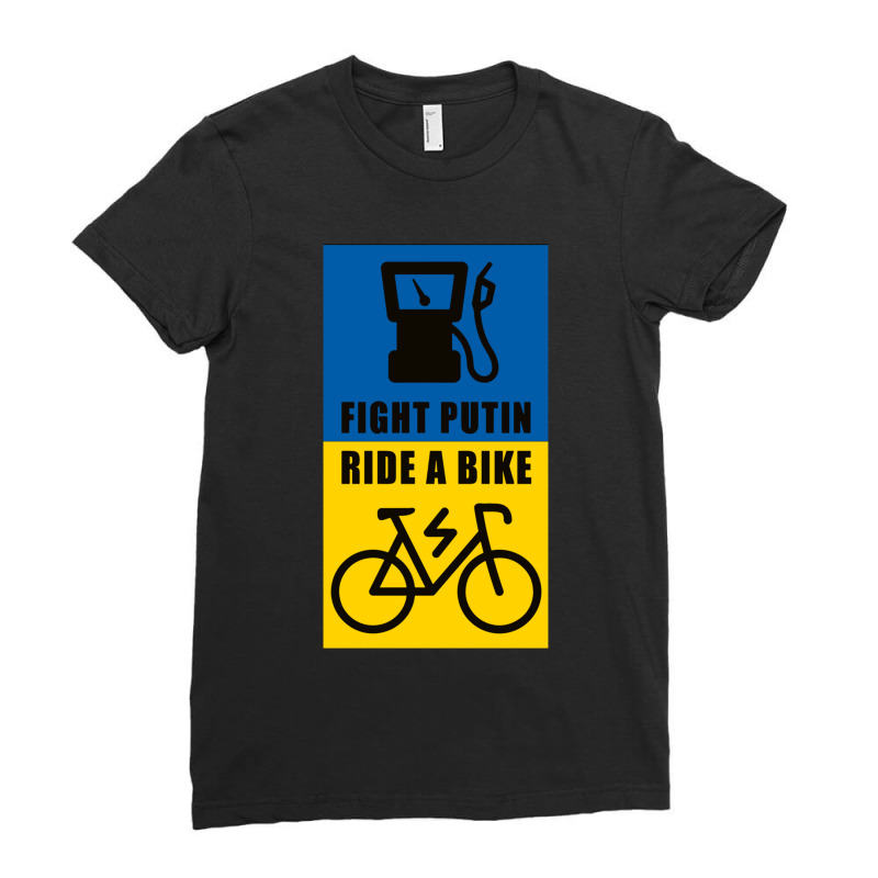 Fight Putin Ride A Bike Ladies Fitted T-Shirt by cm-arts | Artistshot