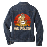 Hiking Outdoor Mountain Sloth Hiking Team Can We Just Nap Instead Vint Ladies Denim Jacket | Artistshot