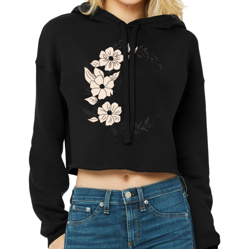 Moon Flowers Cropped Hoodie by cm-arts | Artistshot