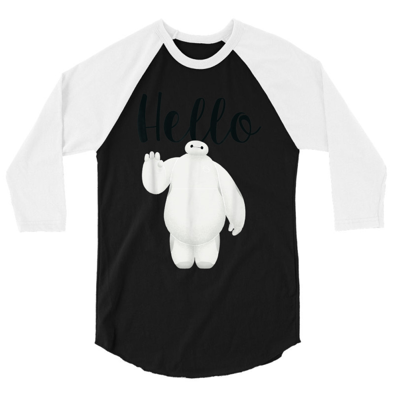 Funny Big Hero 6 Baymax Wave Hello Graphic 3/4 Sleeve Shirt | Artistshot