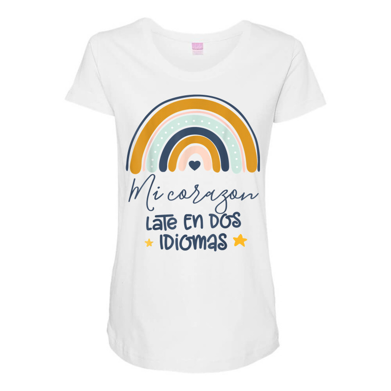 Mi Corazon Late En Dos Idiomas Bilingual Spanish Teacher T Shirt Maternity Scoop Neck T-shirt by cm-arts | Artistshot