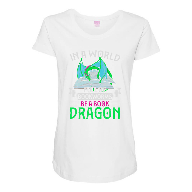 Reading Librarian Bookworm Dragon Funny Book Dragon Maternity Scoop Neck T-shirt by miliahpullom | Artistshot