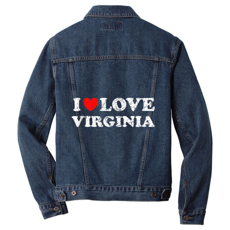 Distressed Grunge Worn Out Style I Love Virginia Tank Top Men Denim Jacket | Artistshot