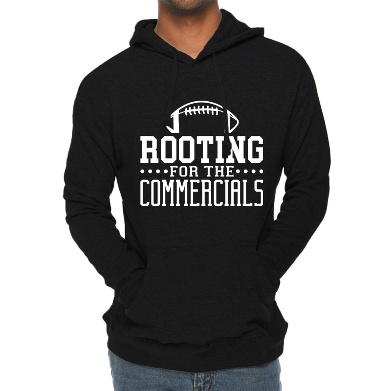 Rooting For The Commercials Just Here For The Halftime Show Long Sleev Lightweight Hoodie | Artistshot