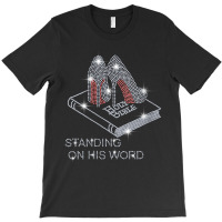 Womens Stand On His Word Bible Christian Bling Rhinestone Tee V Neck T T-shirt | Artistshot