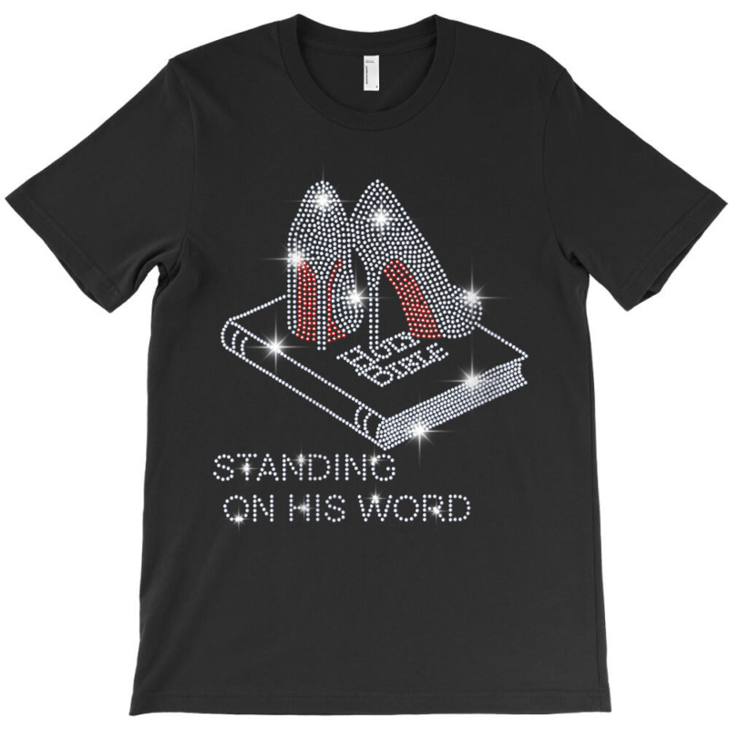 Womens Stand On His Word Bible Christian Bling Rhinestone Tee V Neck T T-Shirt by cm-arts | Artistshot