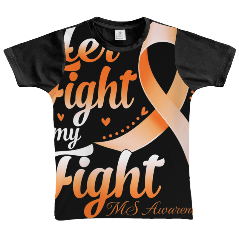 Womens Her Fight Is My Fight Ms Awareness Warrior Ribbon V Neck T Shir Graphic Youth T-shirt | Artistshot