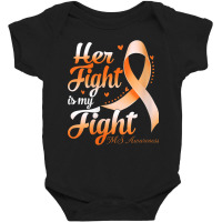 Womens Her Fight Is My Fight Ms Awareness Warrior Ribbon V Neck T Shir Baby Bodysuit | Artistshot