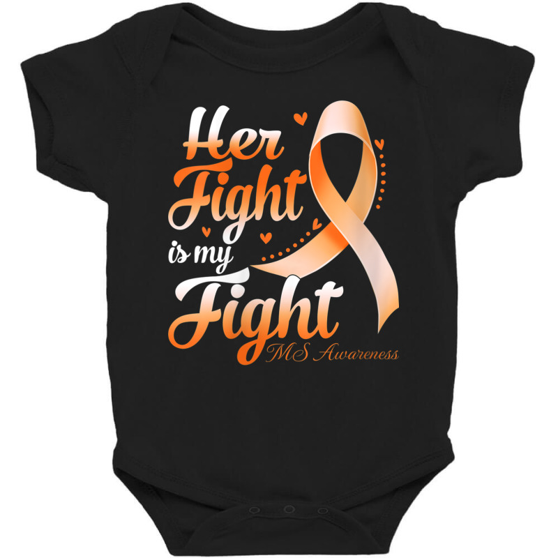 Womens Her Fight Is My Fight Ms Awareness Warrior Ribbon V Neck T Shir Baby Bodysuit | Artistshot