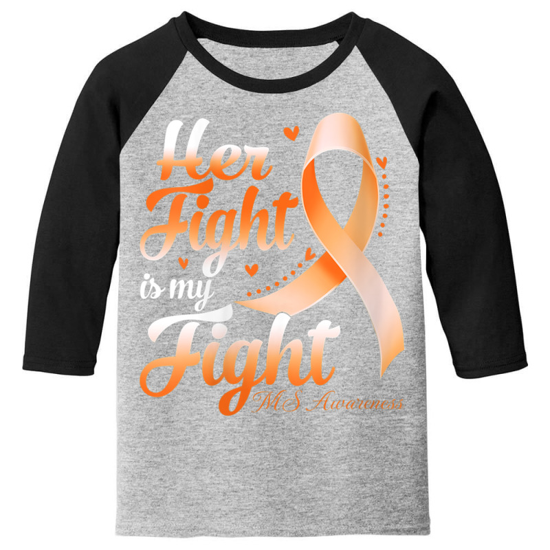 Womens Her Fight Is My Fight Ms Awareness Warrior Ribbon V Neck T Shir Youth 3/4 Sleeve | Artistshot