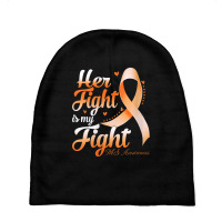 Womens Her Fight Is My Fight Ms Awareness Warrior Ribbon V Neck T Shir Baby Beanies | Artistshot