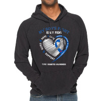 T1d Mom Dad Parents My Son's Fight Type 1 Diabetes Awareness Long Slee Vintage Hoodie | Artistshot