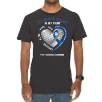 T1d Mom Dad Parents My Son's Fight Type 1 Diabetes Awareness Long Slee Vintage T-shirt | Artistshot