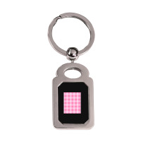 Preppy Pink Aesthetic Gingham Preppy Aesthetic Graphic Silver Rectangle Keychain | Artistshot