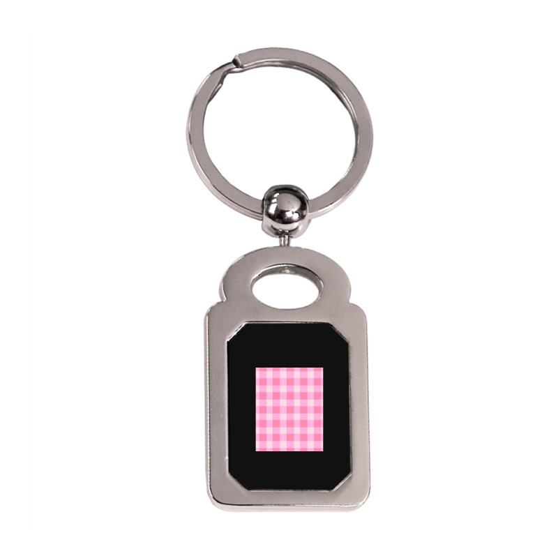 Preppy Pink Aesthetic Gingham Preppy Aesthetic Graphic Silver Rectangle Keychain | Artistshot