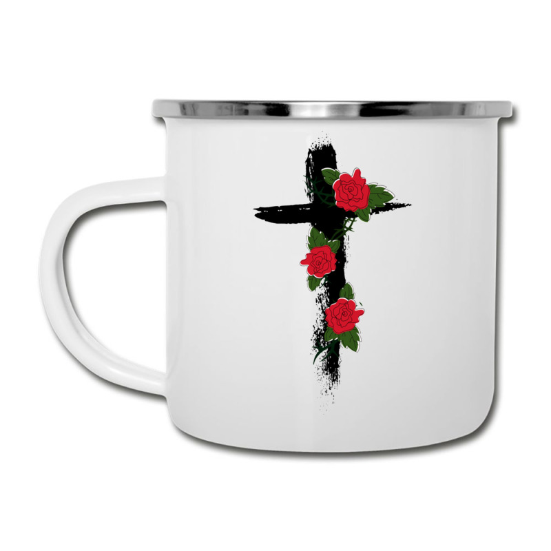 Red Vine Roses Cross Camper Cup | Artistshot