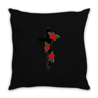 Red Vine Roses Cross Throw Pillow | Artistshot