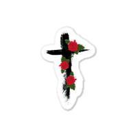 Red Vine Roses Cross Sticker | Artistshot