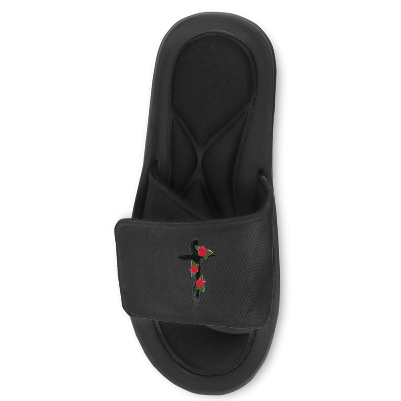 Red Vine Roses Cross Slide Sandal | Artistshot