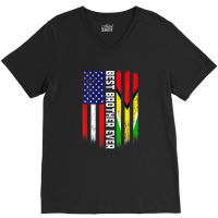 Retro Best Brother Ever American Guyana Flag Father's Day V-neck Tee | Artistshot