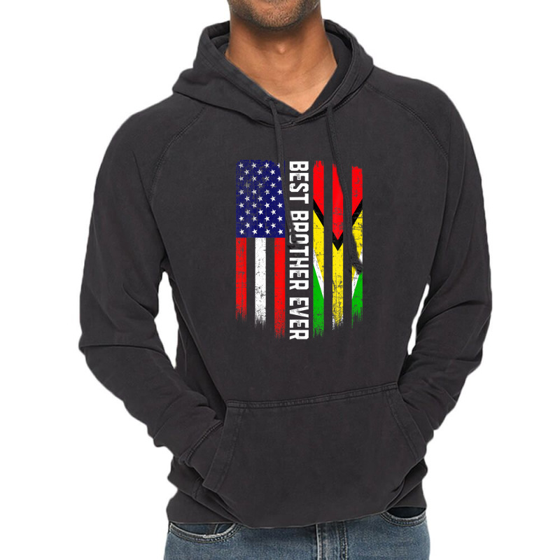 Retro Best Brother Ever American Guyana Flag Father's Day Vintage Hoodie | Artistshot