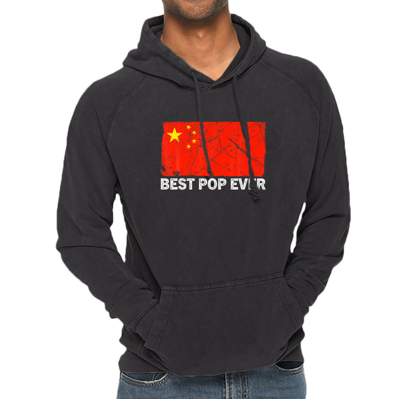 Retro Best Pop Ever China Flag Distressed Father's Day Vintage Hoodie | Artistshot