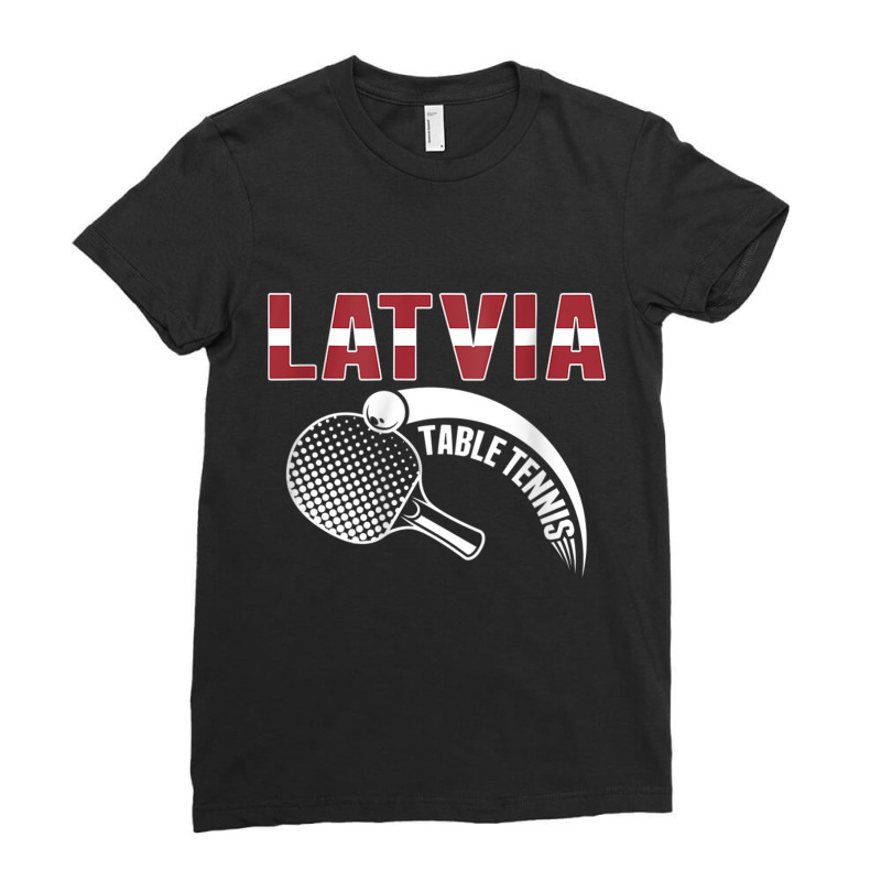 Latvia Table Tennis Lovers Latvian Ping Pong Team Supporter Raglan Bas Ladies Fitted T-Shirt by cm-arts | Artistshot