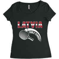 Latvia Table Tennis Lovers Latvian Ping Pong Team Supporter Raglan Bas Women's Triblend Scoop T-shirt | Artistshot