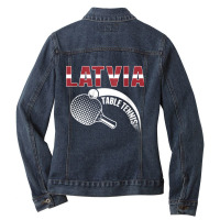 Latvia Table Tennis Lovers Latvian Ping Pong Team Supporter Raglan Bas Ladies Denim Jacket | Artistshot