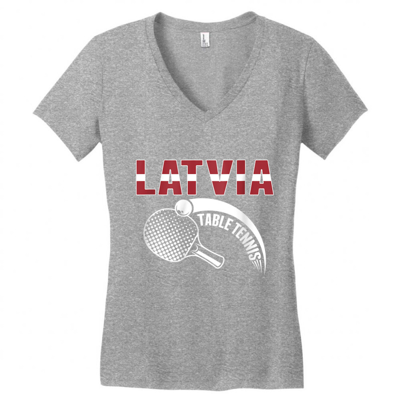 Latvia Table Tennis Lovers Latvian Ping Pong Team Supporter Raglan Bas Women's V-Neck T-Shirt by cm-arts | Artistshot