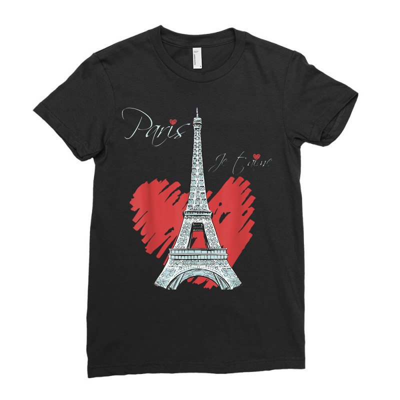 I Love Paris Eiffel Tower French Souvenir France Parisian T Shirt Ladies Fitted T-Shirt by cm-arts | Artistshot