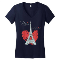 I Love Paris Eiffel Tower French Souvenir France Parisian T Shirt Women's V-neck T-shirt | Artistshot