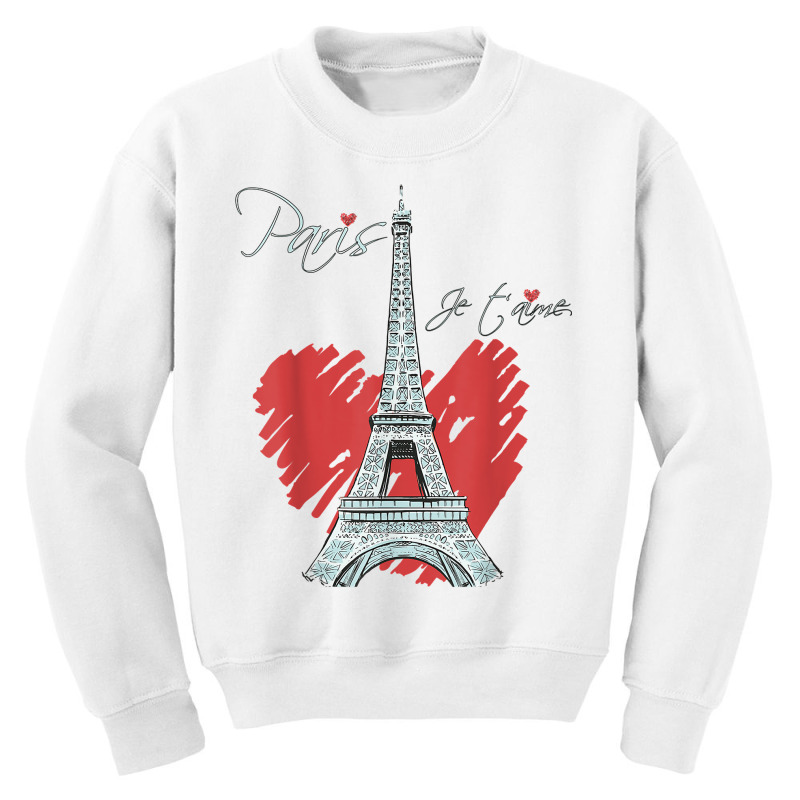 I Love Paris Eiffel Tower French Souvenir France Parisian T Shirt Youth Sweatshirt by cm-arts | Artistshot