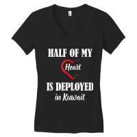 Deployment Half Of My Heart Is Deployed In Kuwait Women's V-neck T-shirt | Artistshot