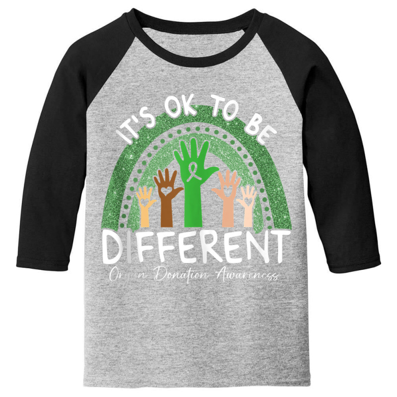 It's Ok To Be Different Organ Donation Awareness Green Tank Top Youth 3/4 Sleeve by cm-arts | Artistshot