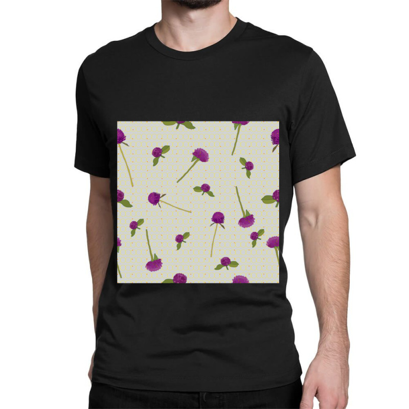 Globe Amaranth Vadamalli Seamless Pattern For Onam Trends Classic T-shirt by cm-arts | Artistshot