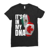 Canadian And Mexican Dna Flag Heritage Ladies Fitted T-shirt | Artistshot