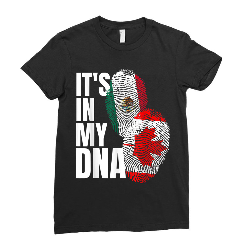 Canadian And Mexican Dna Flag Heritage Ladies Fitted T-Shirt by MaraRojas | Artistshot