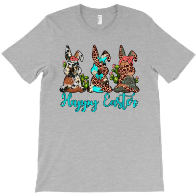 Happy Easter Leopard Cowhide Turquoise Cactus Bunny's T-shirt Designed By Angel Clark
