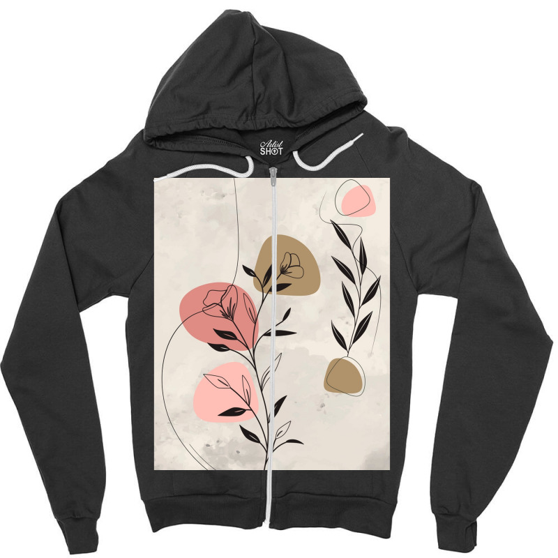 Minimal Nature Line Art  Abstract Flowers Graphic Zipper Hoodie by cm-arts | Artistshot