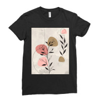 Minimal Nature Line Art  Abstract Flowers Graphic Ladies Fitted T-shirt | Artistshot