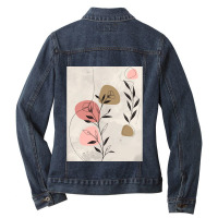 Minimal Nature Line Art  Abstract Flowers Graphic Ladies Denim Jacket | Artistshot