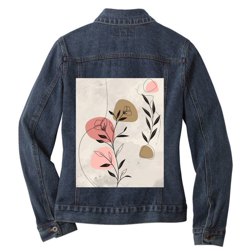 Minimal Nature Line Art  Abstract Flowers Graphic Ladies Denim Jacket by cm-arts | Artistshot