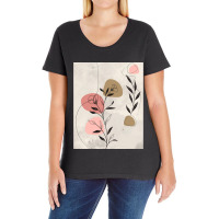 Minimal Nature Line Art  Abstract Flowers Graphic Ladies Curvy T-shirt | Artistshot