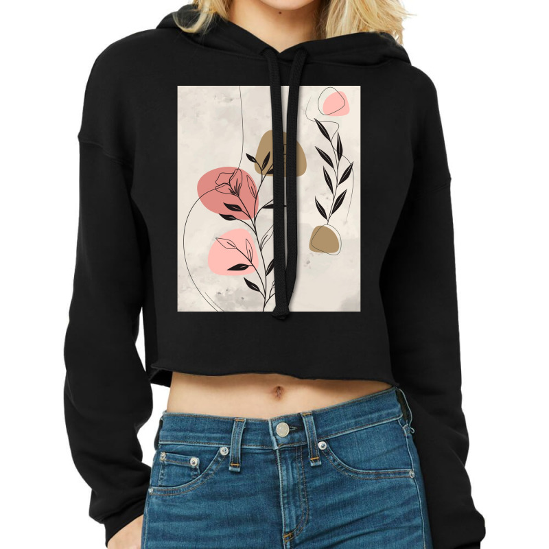 Minimal Nature Line Art  Abstract Flowers Graphic Cropped Hoodie by cm-arts | Artistshot