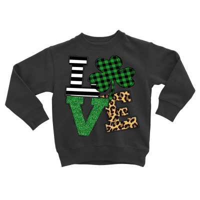 Love Leopard Shamrock Lucky Toddler Sweatshirt Designed By Bariteau Hannah