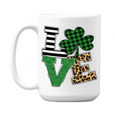 Love Leopard Shamrock Lucky 15 Oz Coffee Mug Designed By Bariteau Hannah