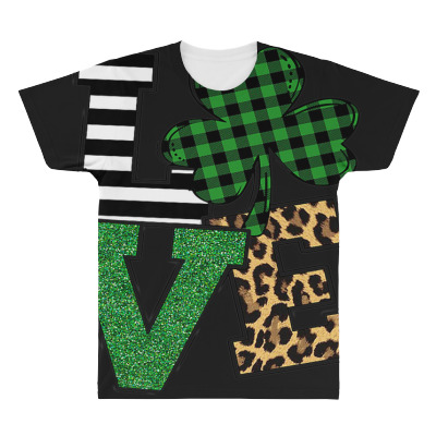 Love Leopard Shamrock Lucky All Over Men's T-shirt Designed By Bariteau Hannah